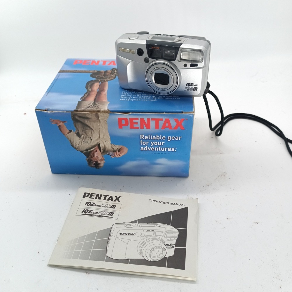 Pentax IQZoom 135M 35mm Point Shoot Camera 38-135mm Steve Irwin Box *AS IS*  r2